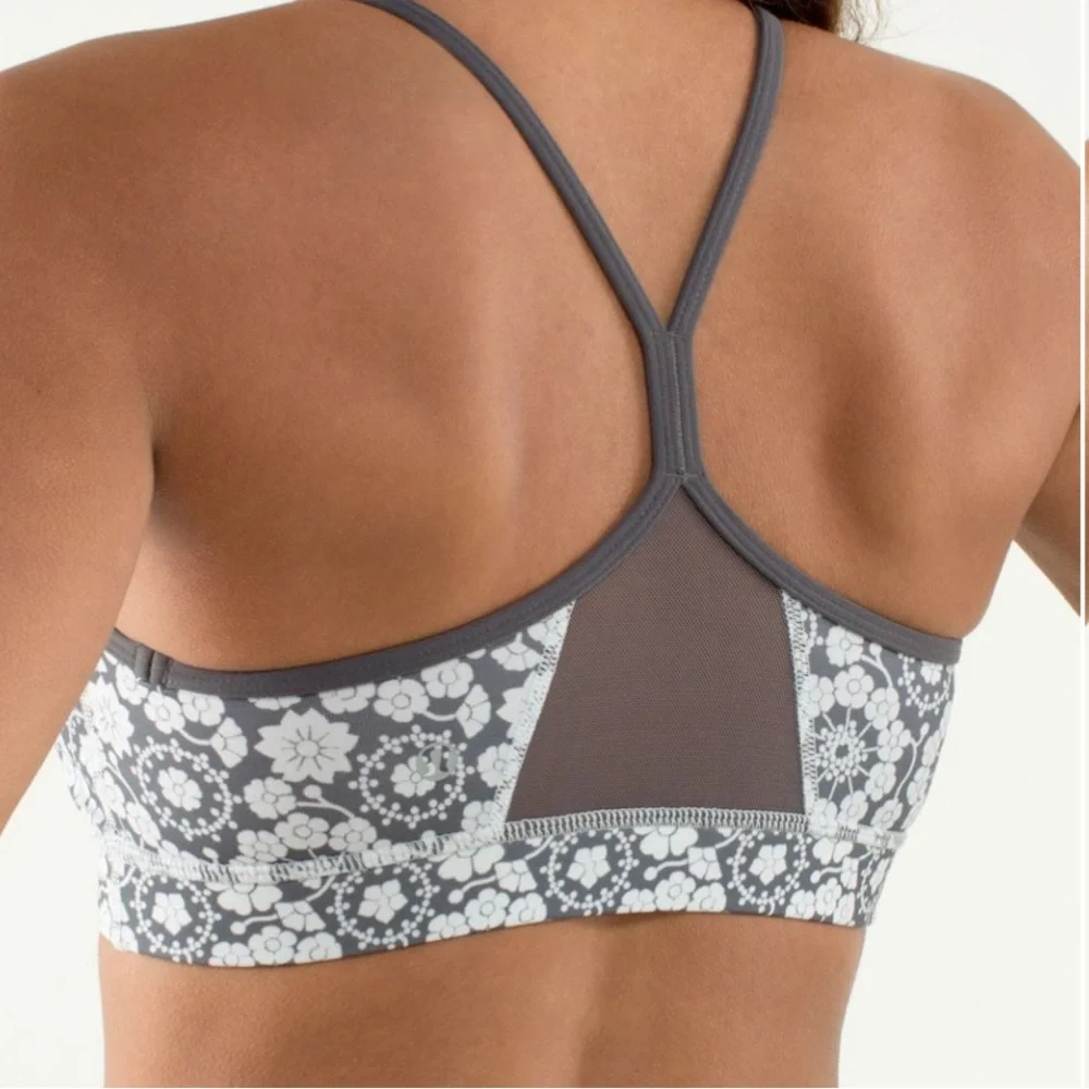 Lululemon Flow Y‎ Bra IV Twiggy Printed Nimbus/Soot Light XXS